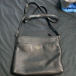 Coach Black Pebbled Leather Shoulder Bag